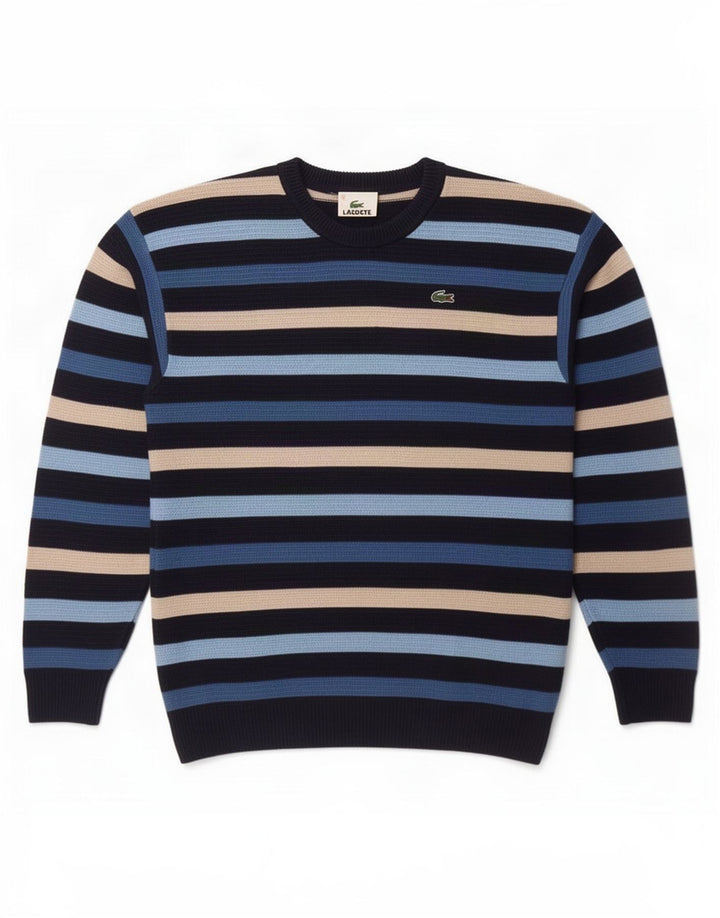Pulover Lacoste pentru băieți, cu gât crew, 11-12 ani, cu dungi multicolore