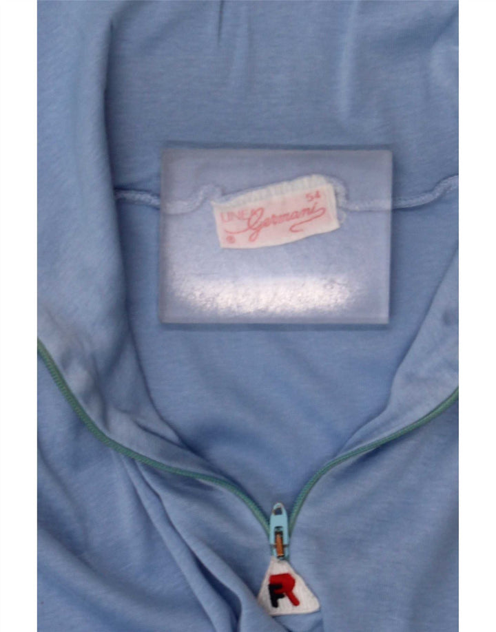 Vintage bărbați 1/4 Zip Top cu mânecă lungă XL albastru