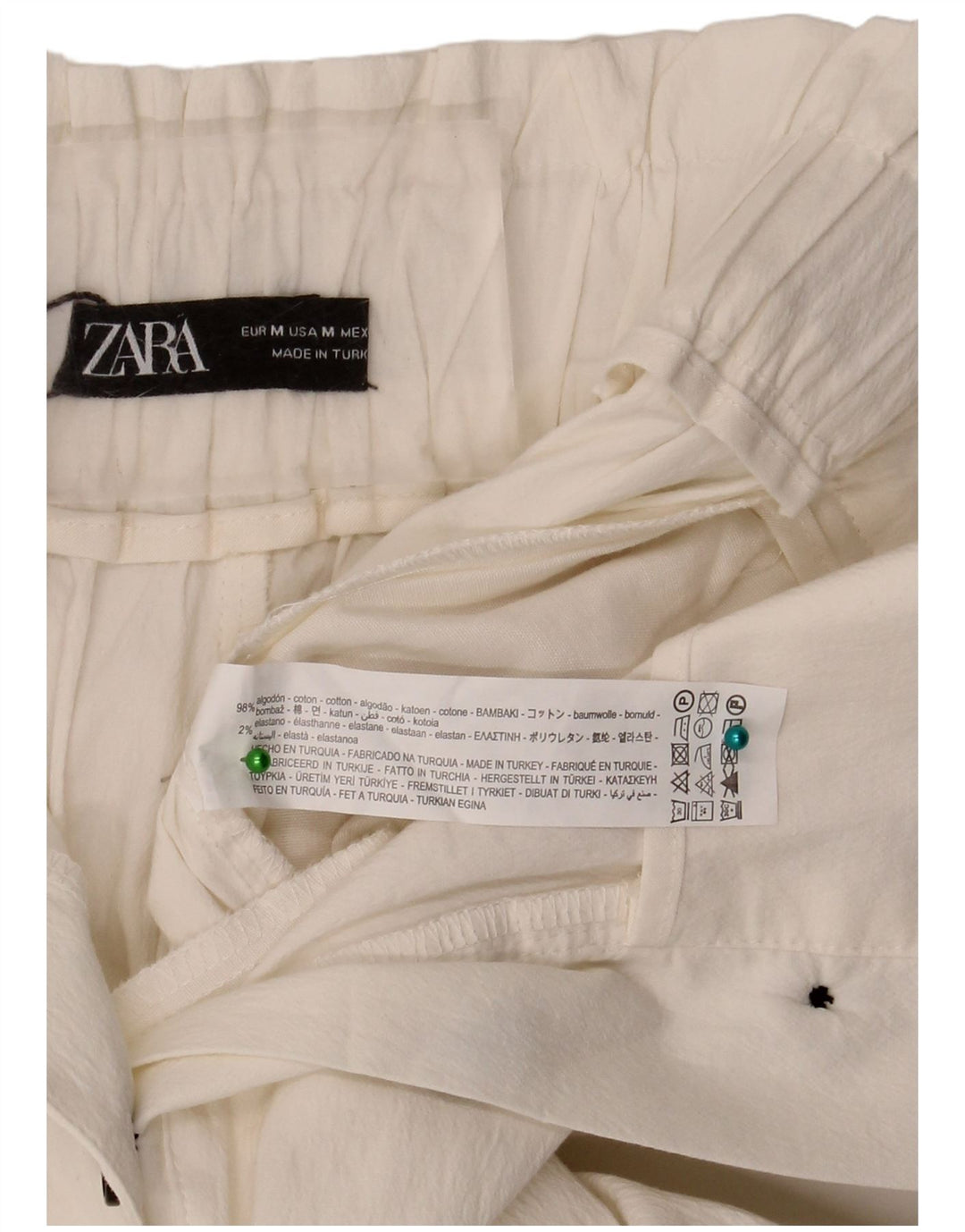 Pantaloni scurți Zara pentru femei cu talie înaltă, mediu W28, bumbac alb