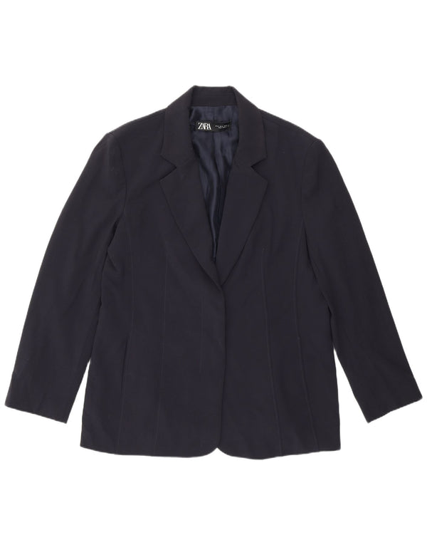 Blazer pentru femei Zara UK 18 XL Bleumarin Poliester