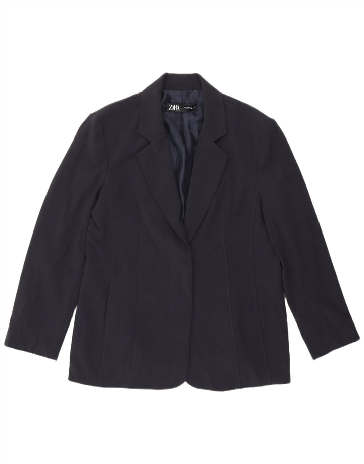 Blazer pentru femei Zara UK 18 XL Bleumarin Poliester