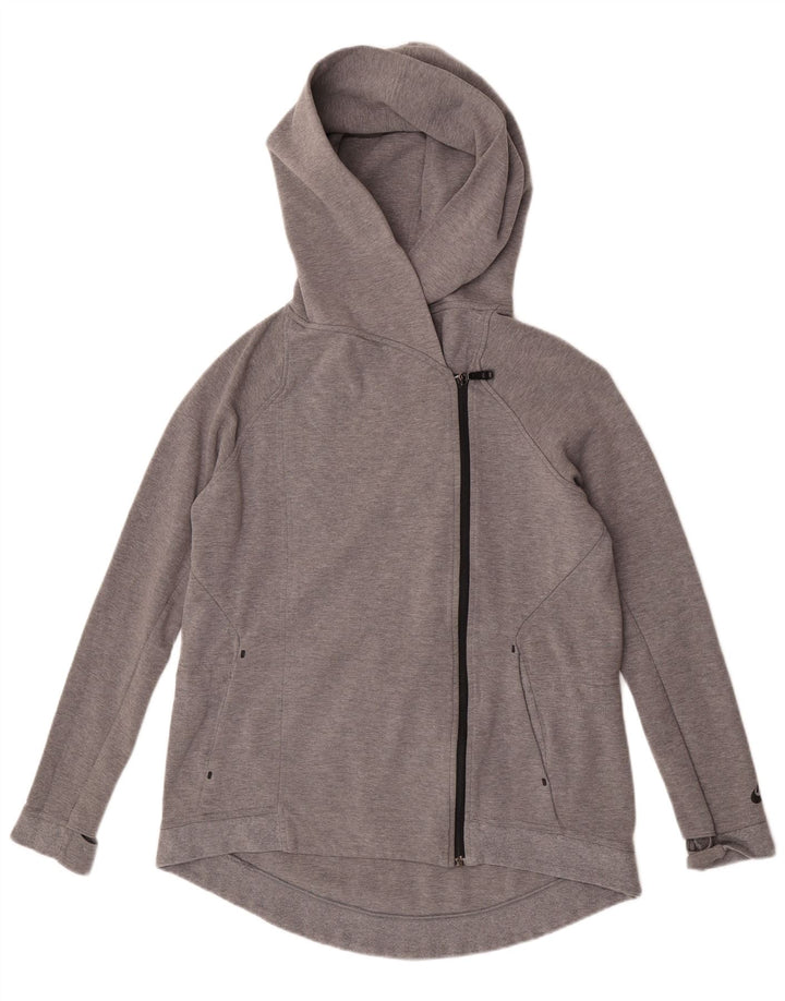 Pulover Nike pentru femei cu fermoar, UK 14, bumbac gri mediu