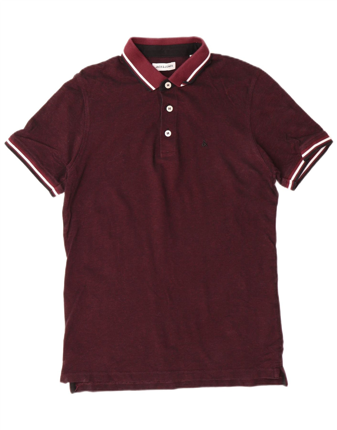 Cămașă polo Jack & Jones pentru bărbați cu mânecă scurtă, bumbac mediu Burgundy Clasic