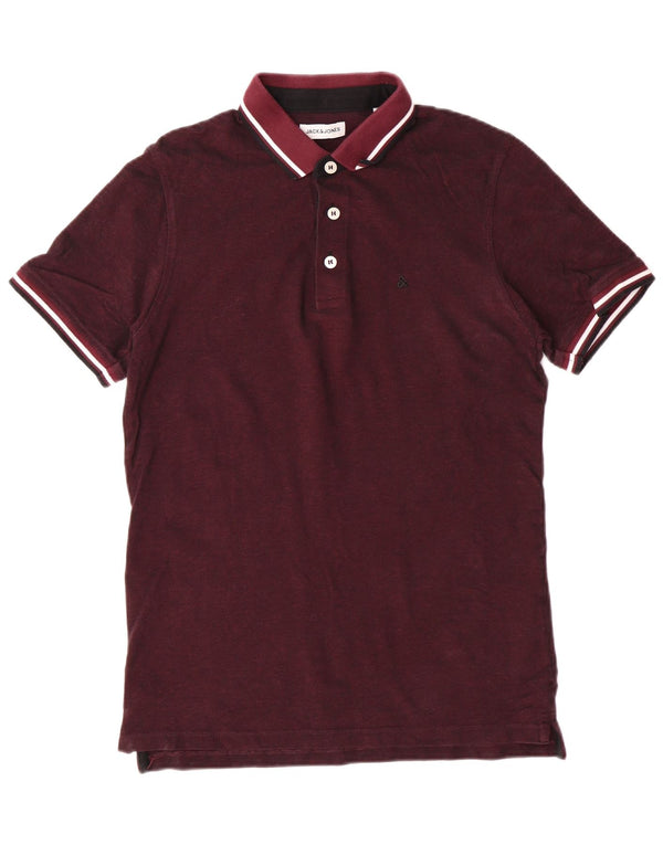 Cămașă polo Jack & Jones pentru bărbați cu mânecă scurtă, bumbac mediu Burgundy Clasic