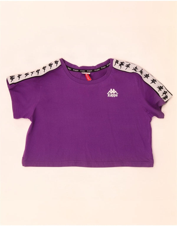 Tricou cu grafică crop Kappa pentru femei, UK 6 XS, mov, bloc de culoare