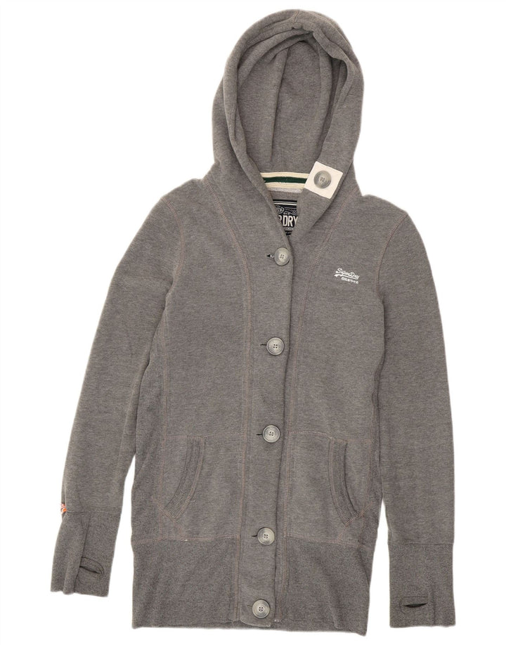 Jachetă de trening cu glugă Superdry pentru femei UK 14, bumbac gri mediu