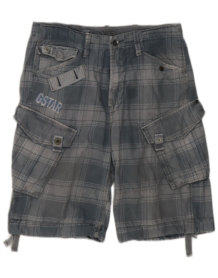 Pantaloni scurti cargo pentru bărbați G-Star W32, bumbac carouri, gri mediu