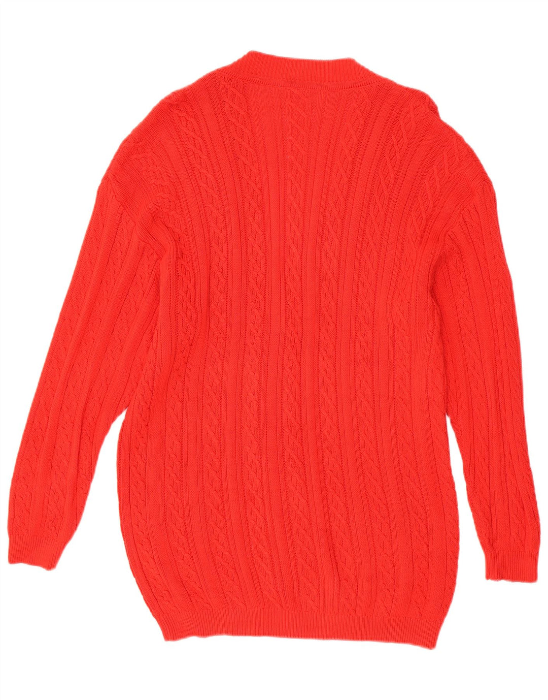 VINTAGE Pulover cardigan cu paragate supradimensionat pentru femei UK 10 Bumbac roșu mic