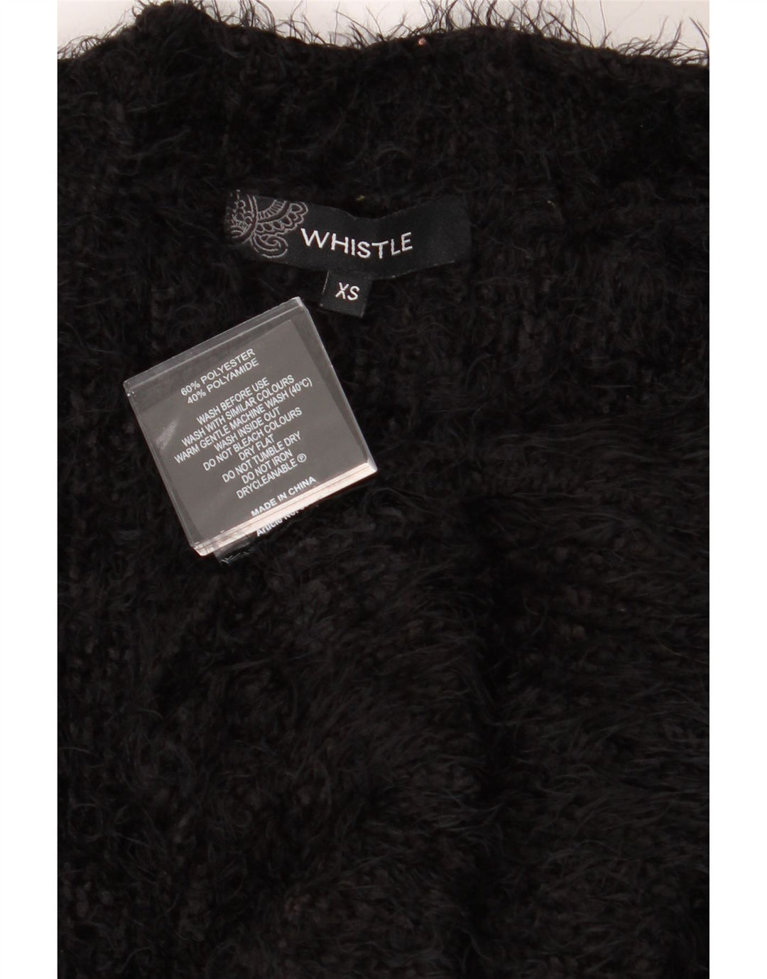 WHISTLE Womens Open Cardigan Sweater UK 6 XS Black Polyester Vintage Whistle and Second-Hand Whistle from Messina Hembry 