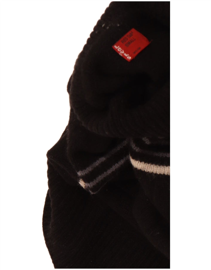 LEVI'S Pulover cu gât rulat pentru femei UK 10, lână de miel cu dungi mici, neagră