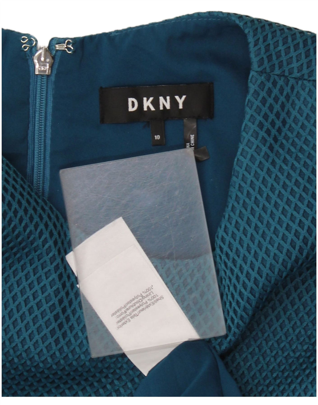 Rochie DKNY pentru femei fără mâneci, în formă de A, US 10, mare, albastru, geometric, poliester