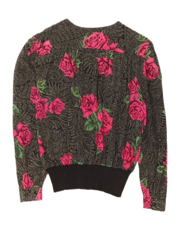 Bluză cu mânecă lungă pentru femei FERRETTI, top IT 48 XL, mătase florală neagră