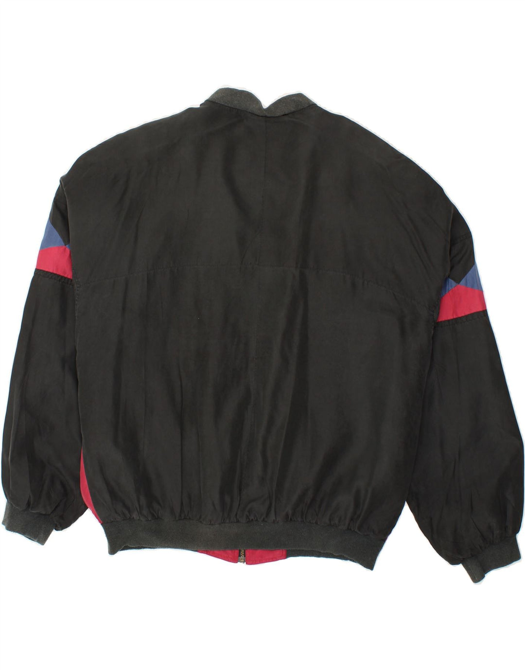 Jachetă Bomber VINTAGE pentru bărbați, cu tăiere largă, UK 38 Medium Black Geometric Matase