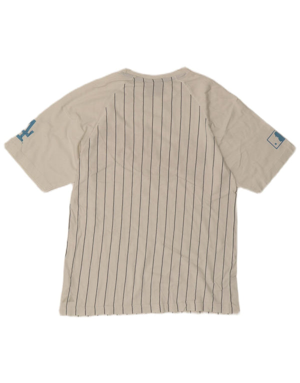 Tricou cu grafic Majestic Dodgers pentru bărbați Top mediu alb cu dungi