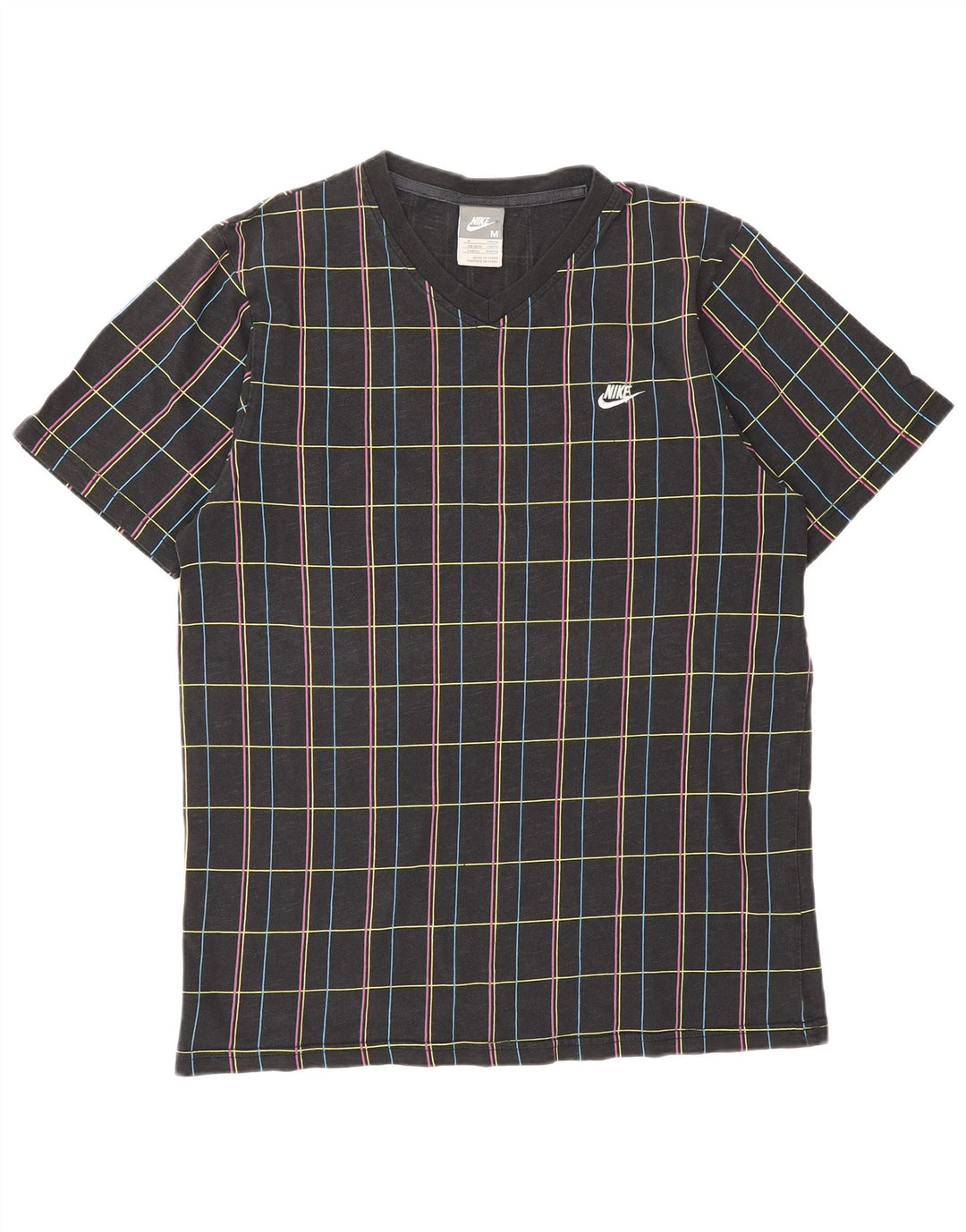 Tricou pentru bărbați NIKE Top UK 39/40 Medium Black Check Bumbac