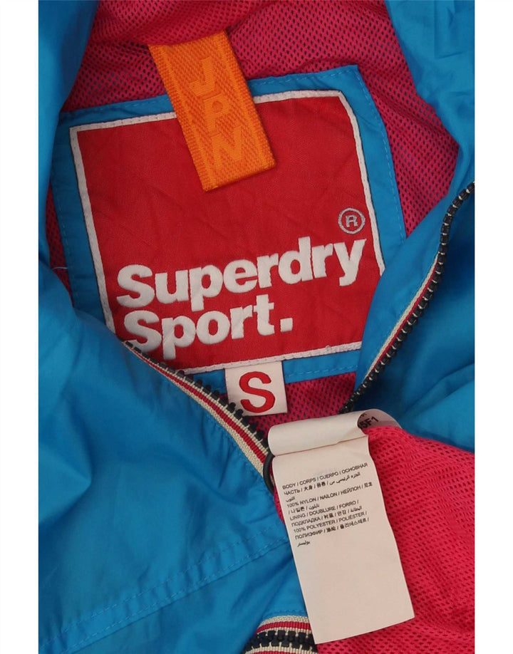Jachetă de ploaie cu glugă Superdry pentru femei UK 10 Small Blue Nylon