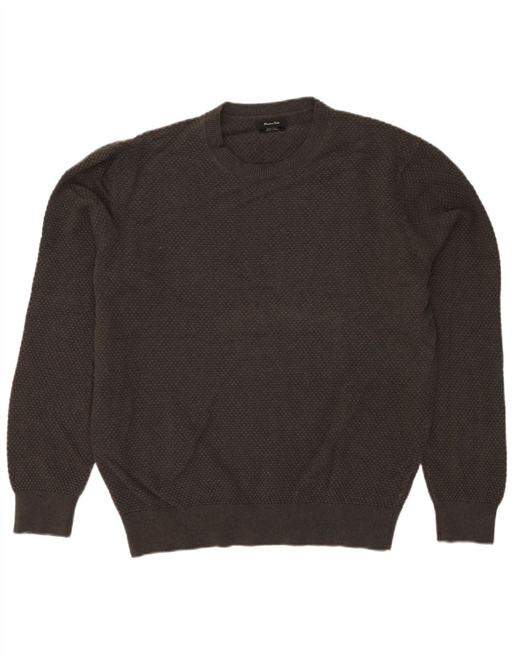 MASSIMO DUTTI Pulover pentru bărbați cu gât crew pulover mare bumbac kaki
