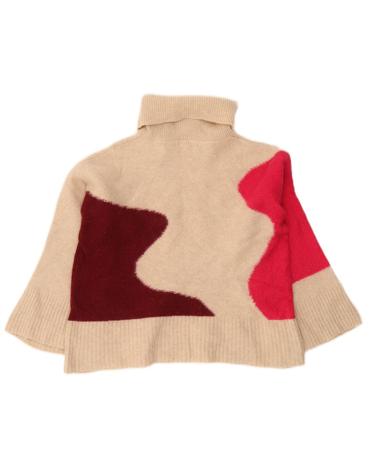 White Stuff Pulover cu gât rulat pentru femei UK 8 Small Bej Colorblock