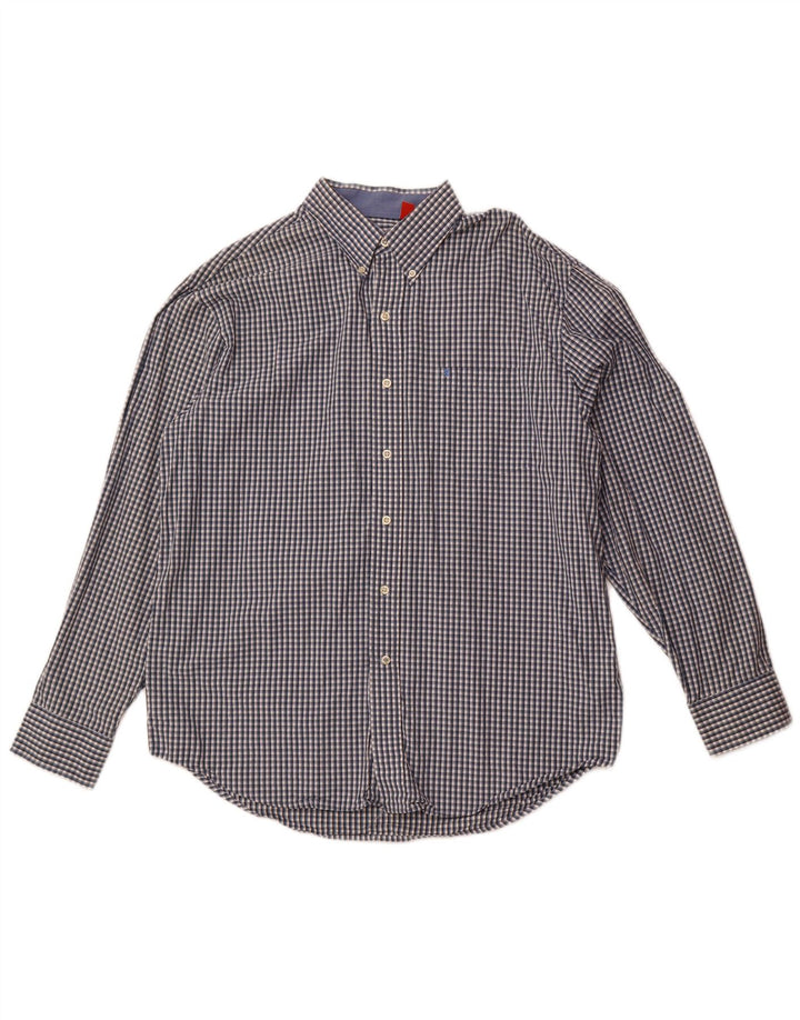 Cămașă pentru bărbați Izod, mare, albastru, cu carouri din bumbac