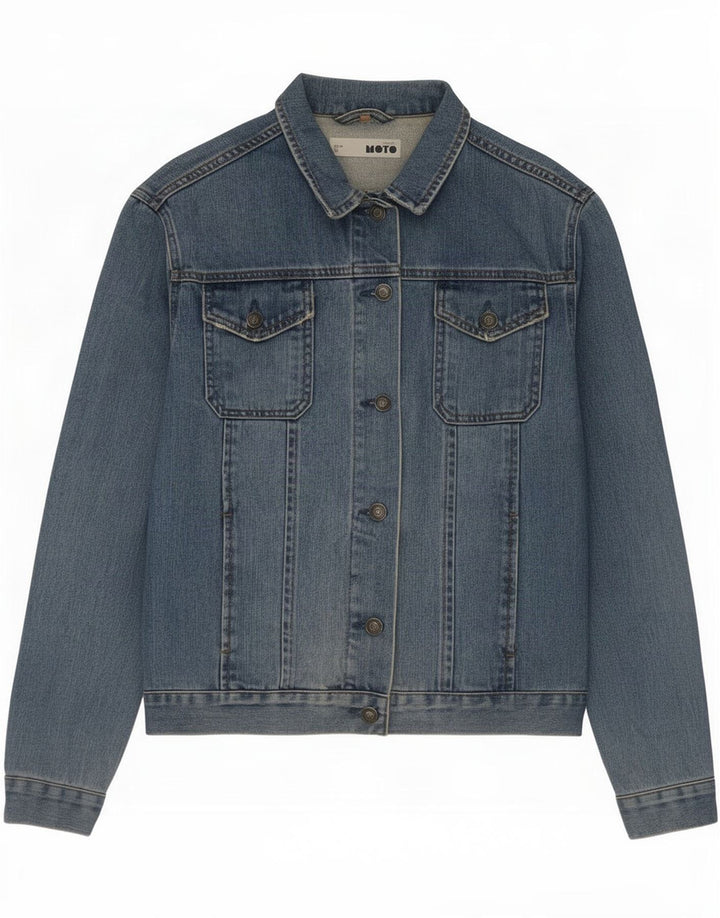 Jachetă Moto Womens Denim UK 12 Medium Blue Bumbac