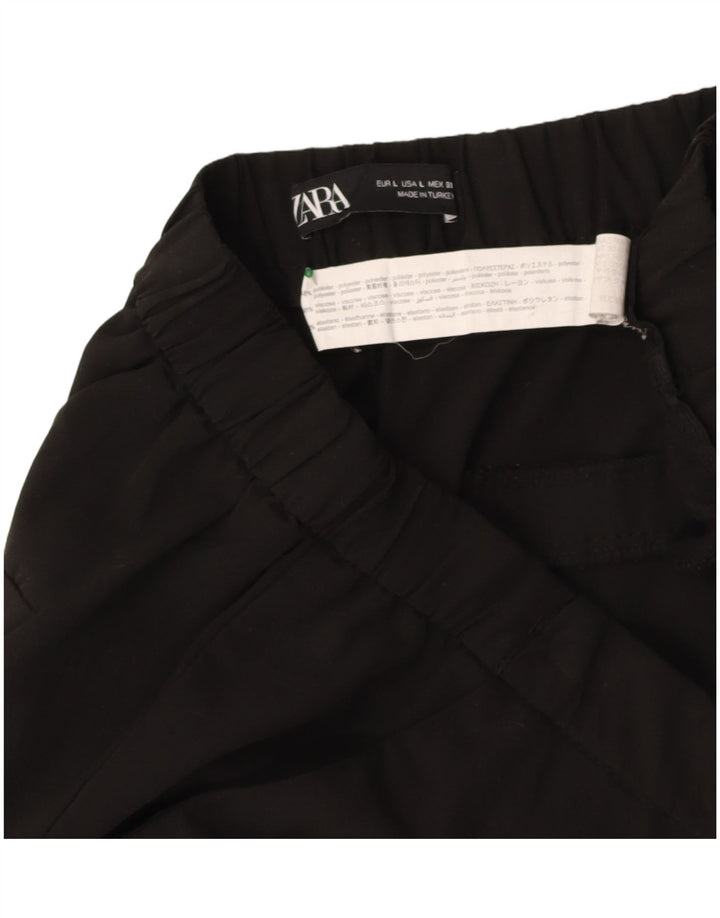 ZARA Womens High Waist Capri Trousers Large W30 L22 Black Polyester