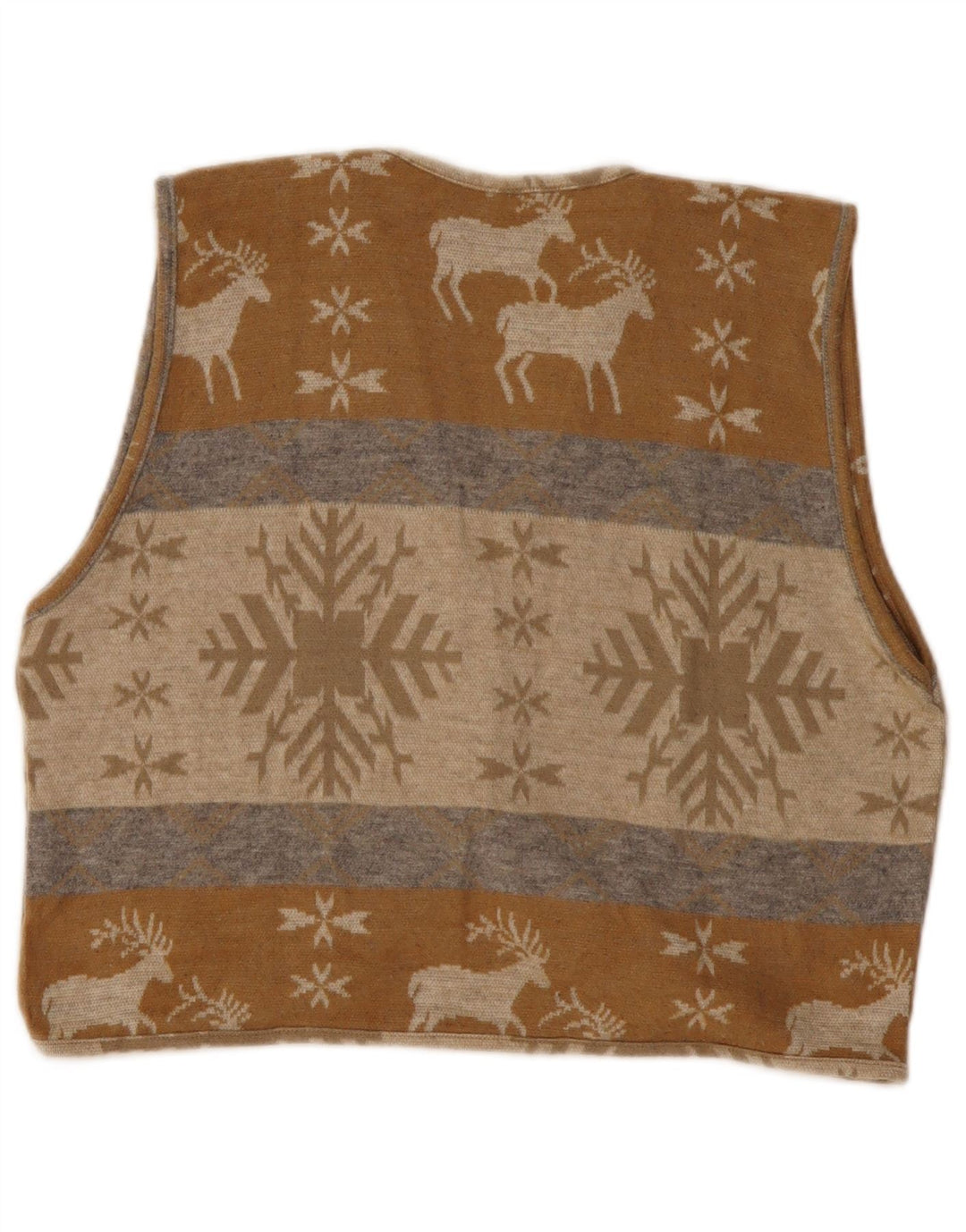 VINTAGE Pulover cardigan crop pentru femei UK 14 Medium Beige Fair Isle