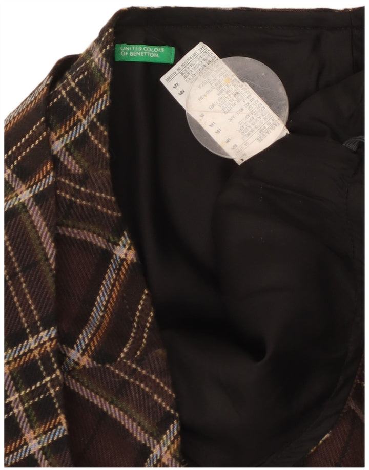 Fusta evazată pentru femei Benetton IT 44 Medium W32 Brown Check Bumbac