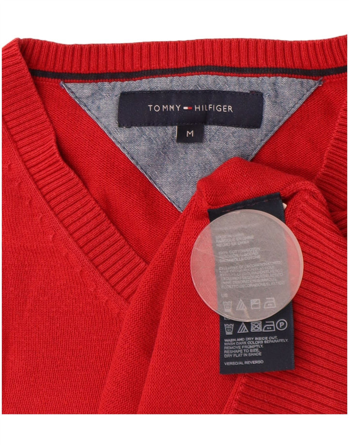 TOMMY HILFIGER Pulover cu decolteu în V pentru bărbați, bumbac roșu mediu