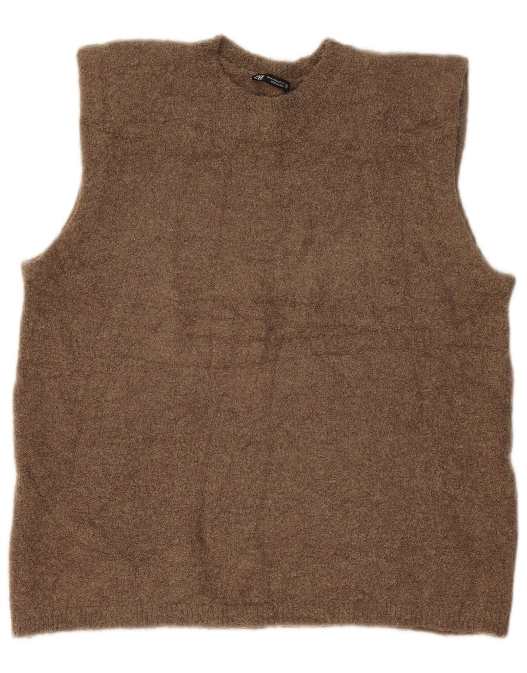 Top cu vesta Zara pentru femei UK 14 Medium Khaki Flecked Polyamide