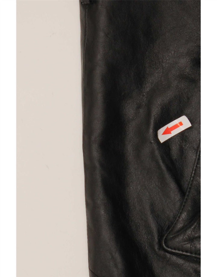 Jachetă de piele vintage pentru bărbați UK 36 Mic negru Colorblock