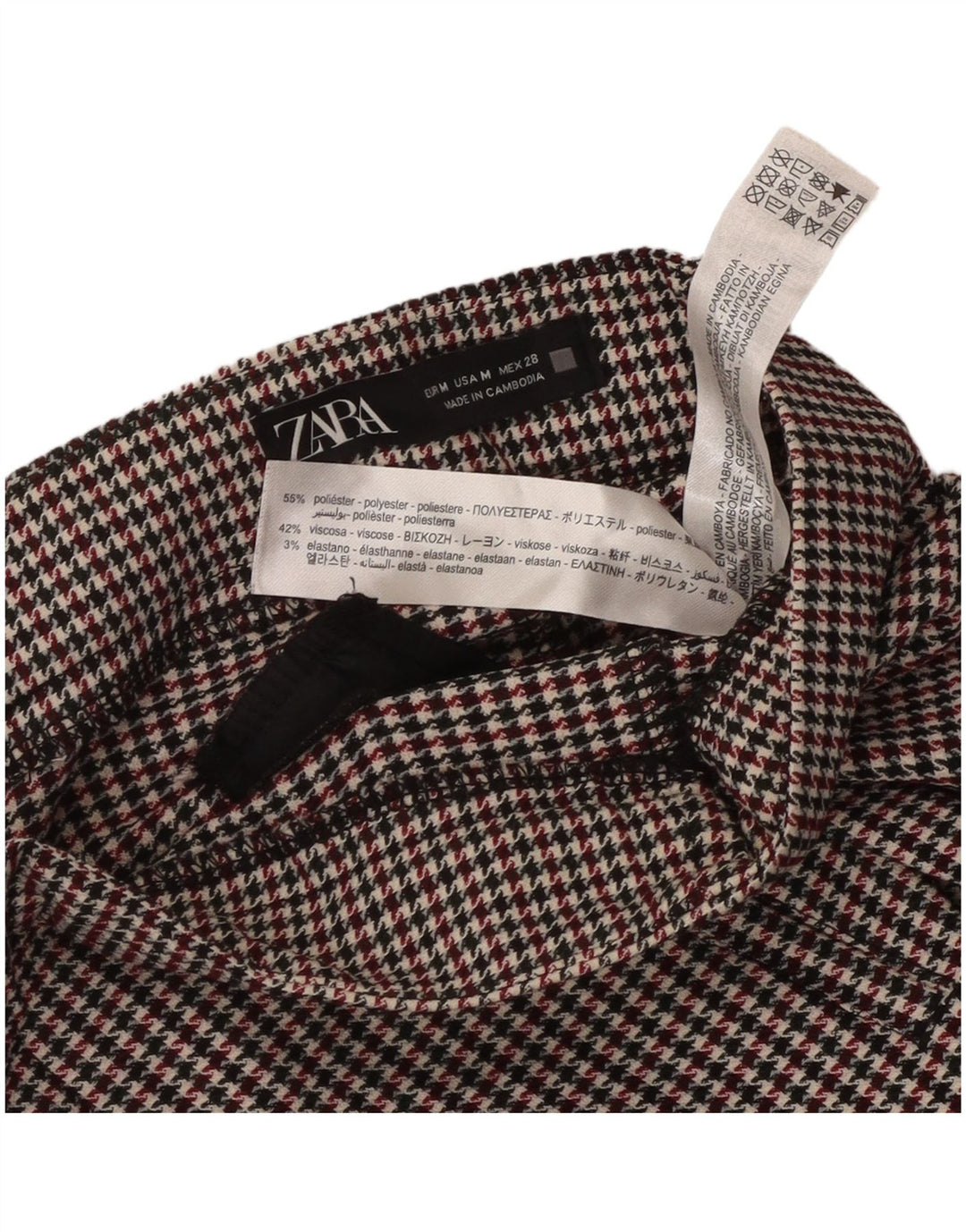 Pantaloni de costum slim pentru femei ZARA Mediu L28 L27 Multicolor Houndstooth