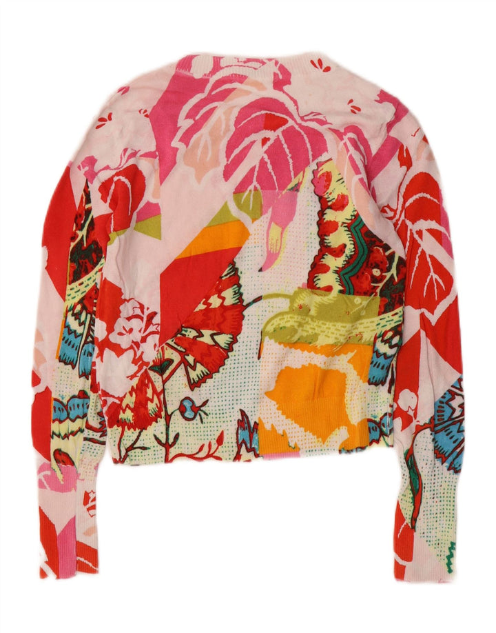 Pulover pentru femei Desigual cu decolteu triplu UK 10 Mic, multicolor, floral