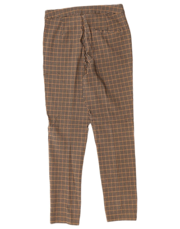 Pantaloni chino subțiri pentru femei Zara Mici L26 L27 Maro Viscoză Gingham