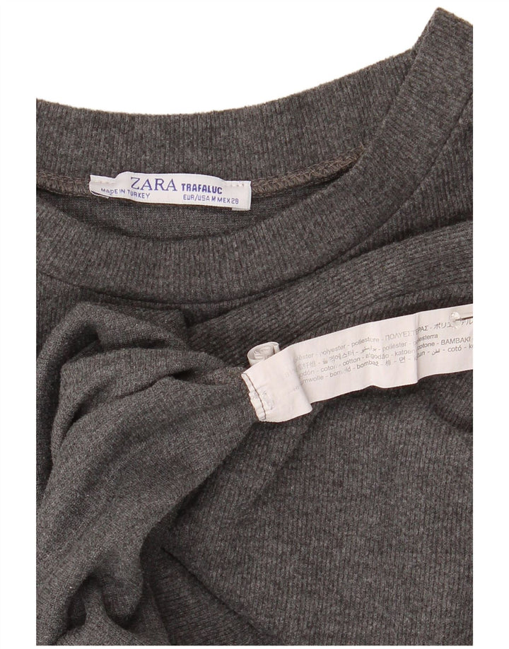 Top Crop Top Trafaluc pentru femei Zara cu mânecă lungă UK 14 Medium Gri Poliester