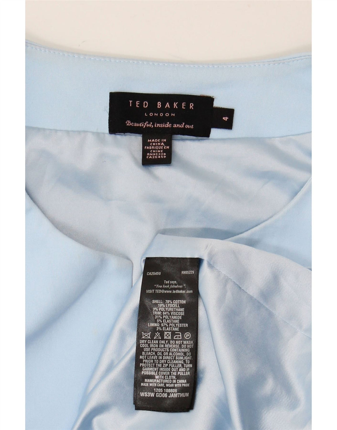 Rochie TED BAKER pentru femei, fără mâneci, bodycon, mărime 4, mare, albastru, bloc de culoare