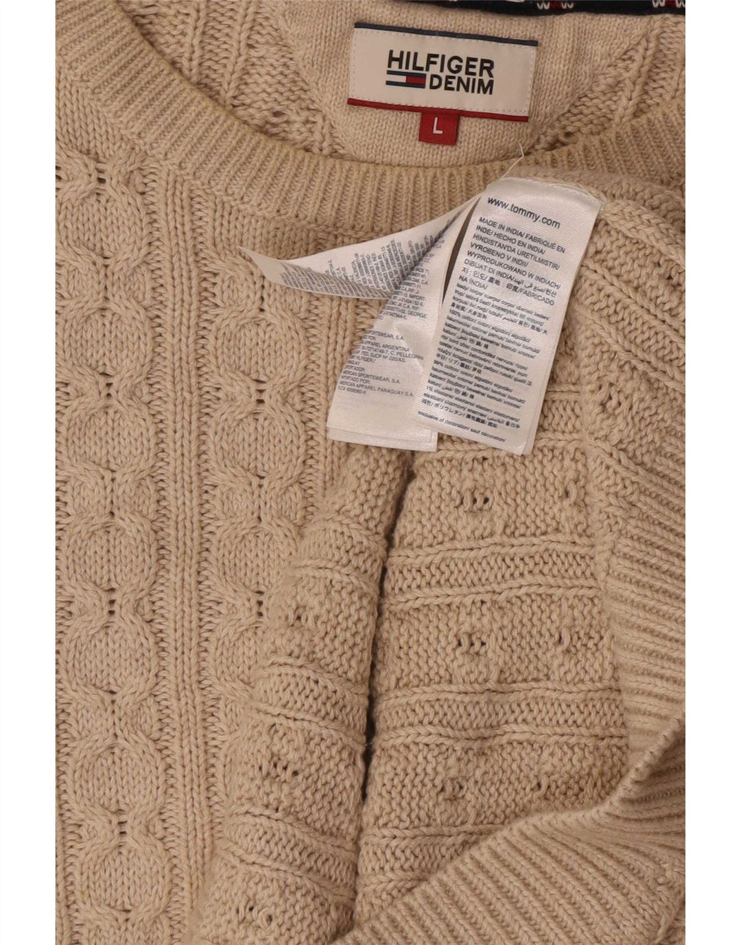 Pulover pentru bărbați Tommy Hilfiger, cu gât crew, mare, bej, clasic