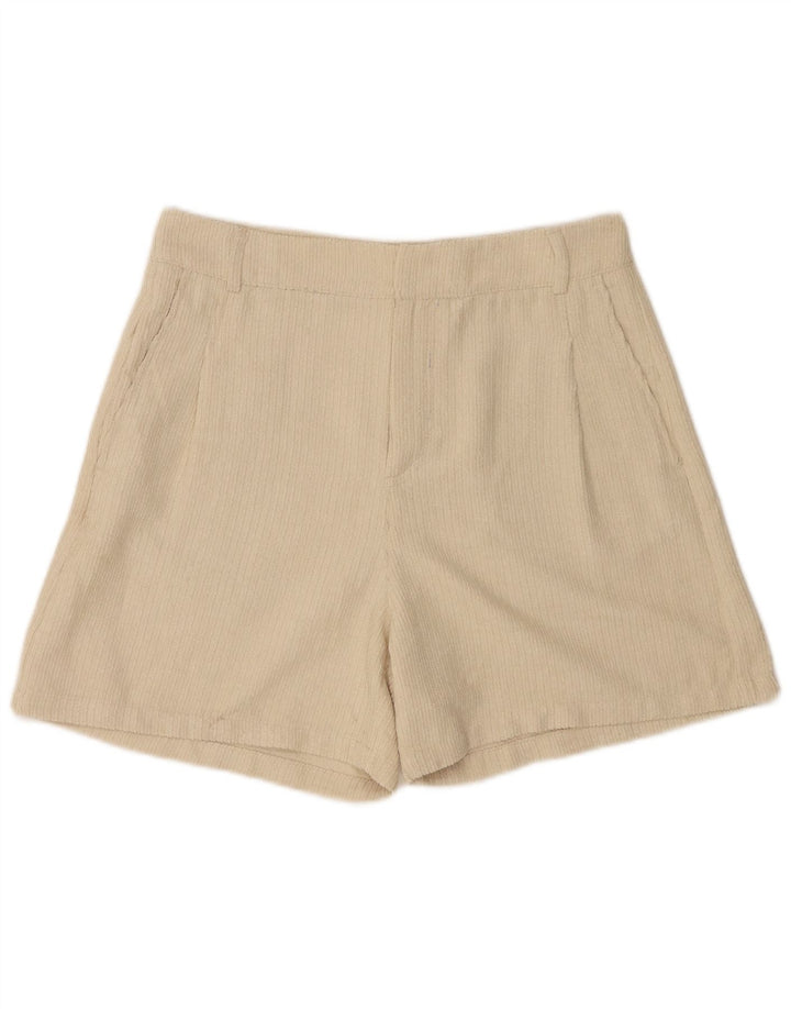 Pantaloni scurti din velur pentru femei Benetton UK 12 Medium W28 Bej Poliester
