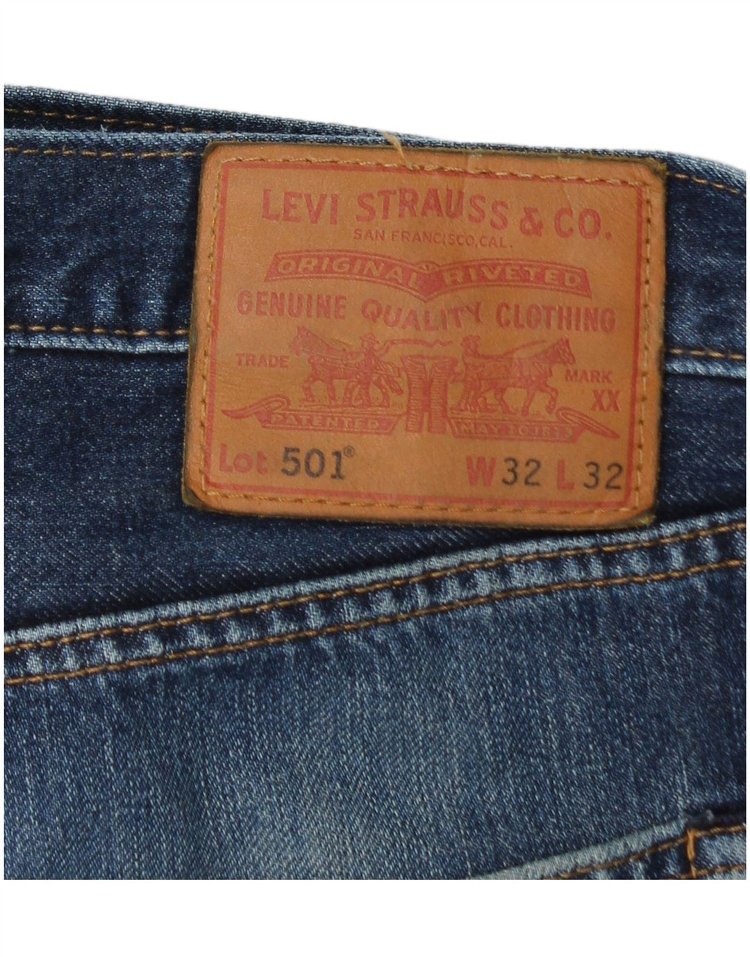 Fusta de blugi 501 pentru femei LEVI'S W32, bumbac albastru mare