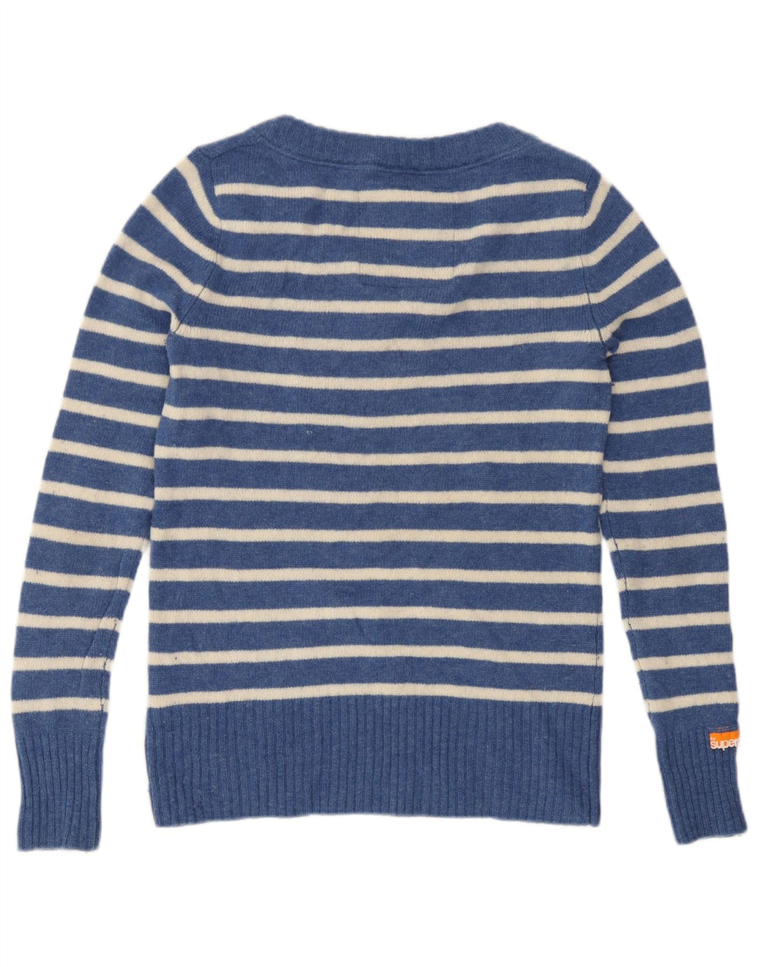 Pulover Superdry pentru femei cu gât de barcă UK 12 Medium Blue Striped