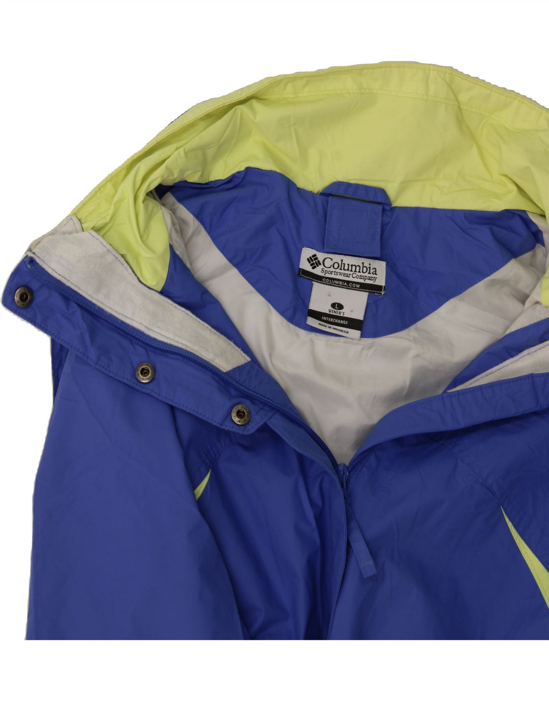 COLUMBIA Womens Interchange Loose Fit Rain Jacket UK 16 Large Blue Vintage Columbia and Second-Hand Columbia from Messina Hembry 