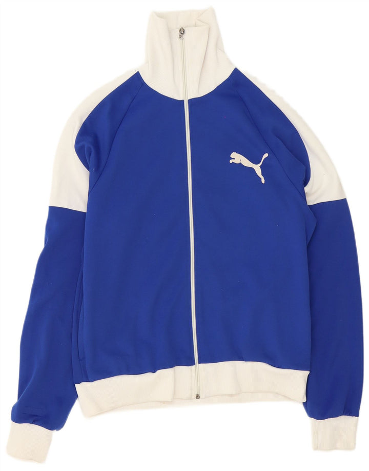 Jachetă de top pentru trening Puma pentru bărbați, albastru mediu, poliester color bloc