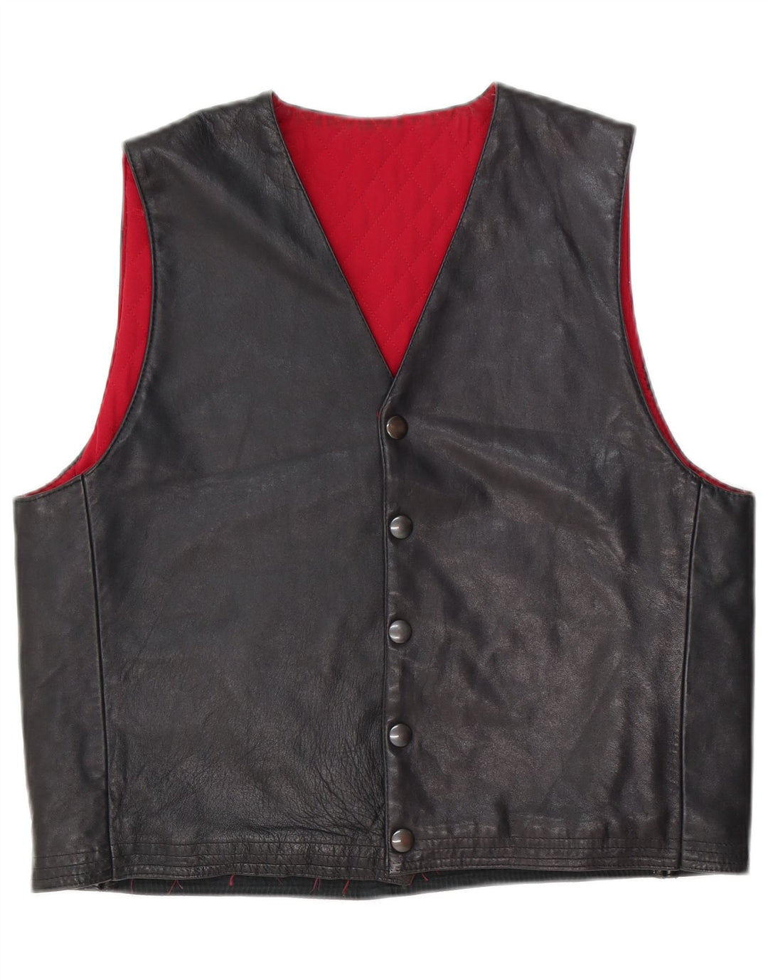 Vestă vintage din piele pentru bărbați, neagră medie