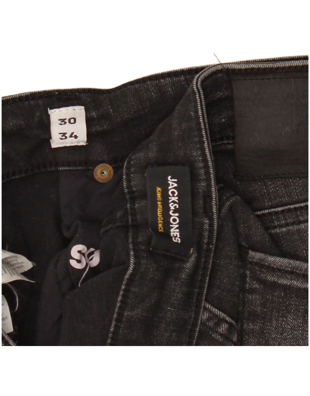 Blugi slim pentru bărbați Jack & Jones W30 L34 bumbac negru