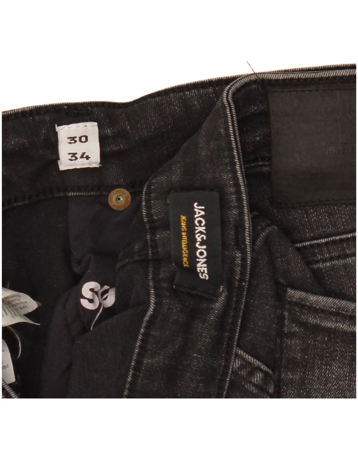 Blugi slim pentru bărbați Jack & Jones W30 L34 bumbac negru