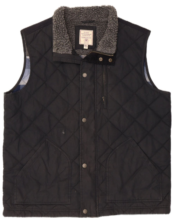 Fat Face Mens Quilted Gilet UK 42 XL Black Polyester