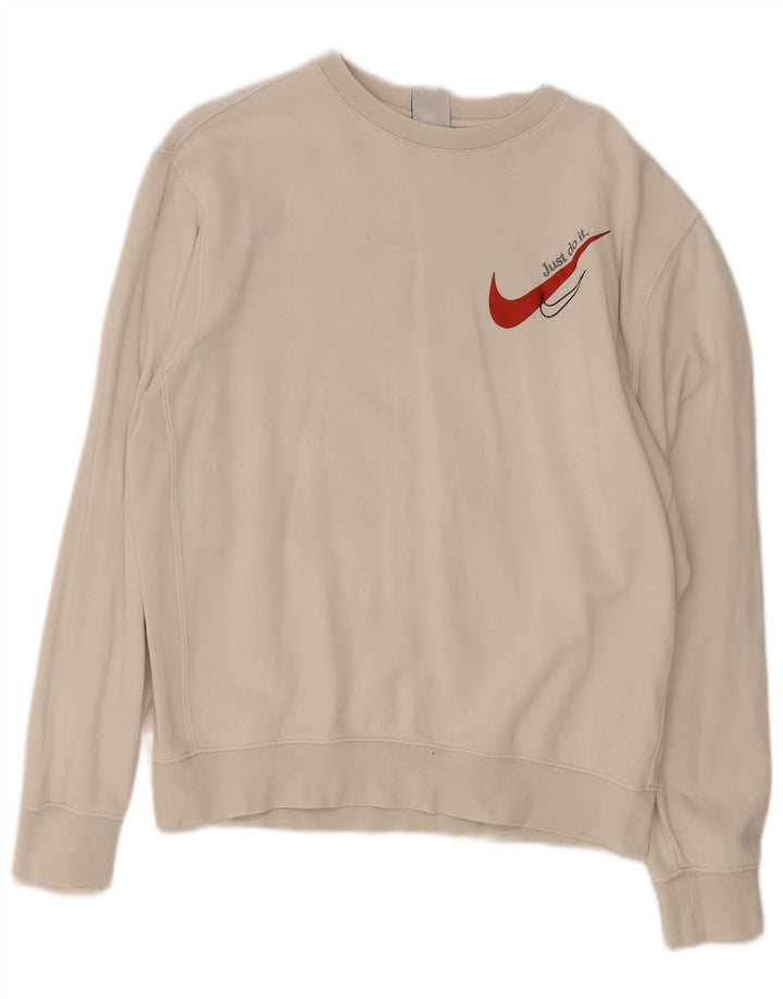 Hanorac grafic Nike pentru bărbați, bumbac alb mediu