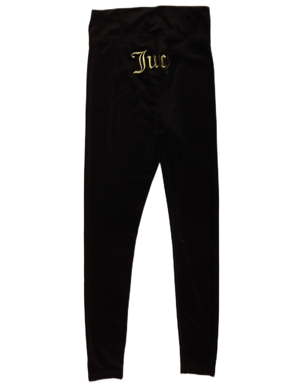 Juicy Couture Leggings din velur grafic pentru femei UK 12 Poliester mediu negru