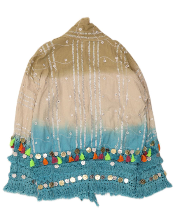 Top cardigan vintage pentru femei cu mâneci 3/4 UK 12 mediu multicolor