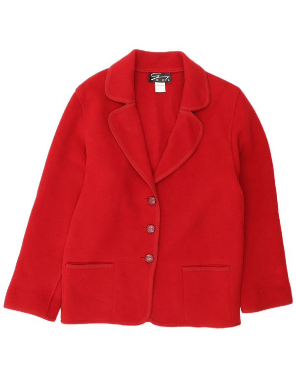Jachetă genny pentru femei, cu 3 nasturi, blazer supradimensionat UK 10, lână roșie mică