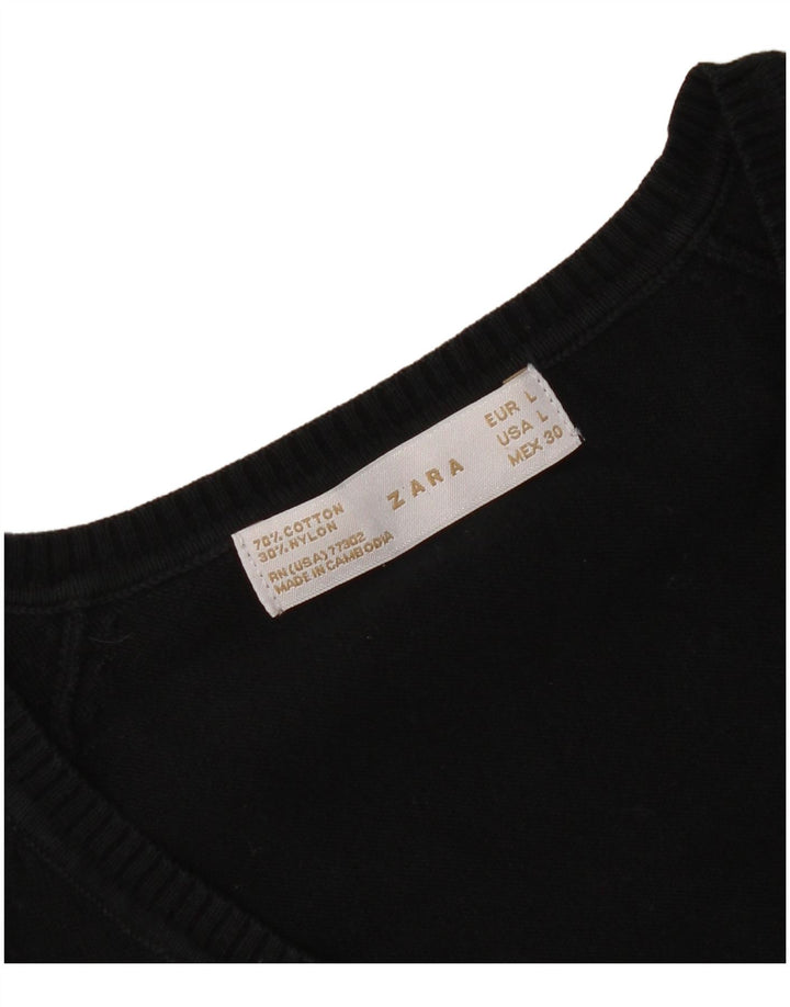Pulover cu decolteu în V Zara pentru femei UK 14 mare negru